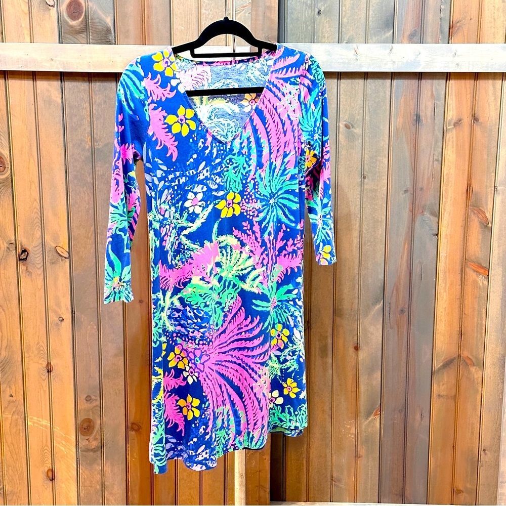 Lilly Pulitzer Blue Green Erin Dress Indigo All Glow Size XS